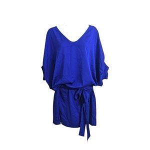 Diane Von Furstenberg Silk Royal Blue Blouson Mini Dress Short Dolman Sleeve 6